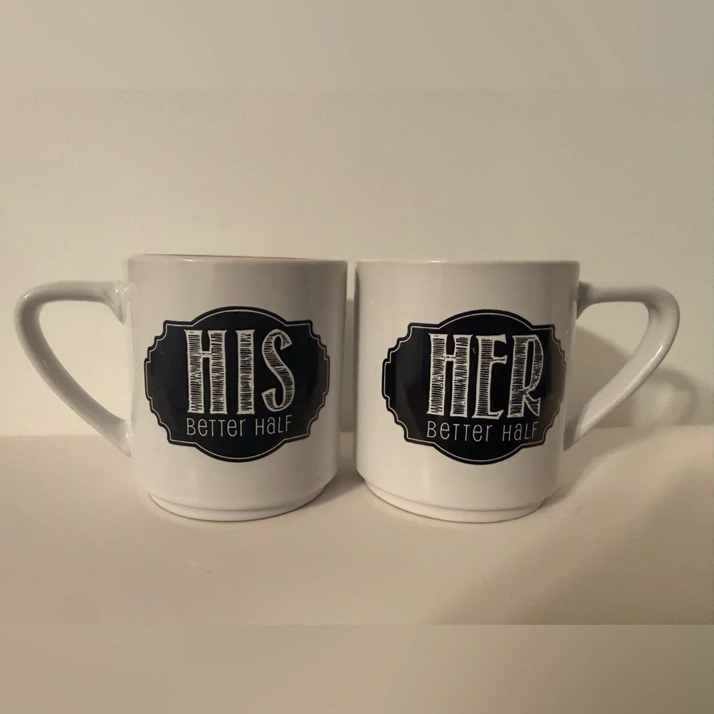 Pier 1 Imports Coffee Mugs Half Stoneware Set Of 2
